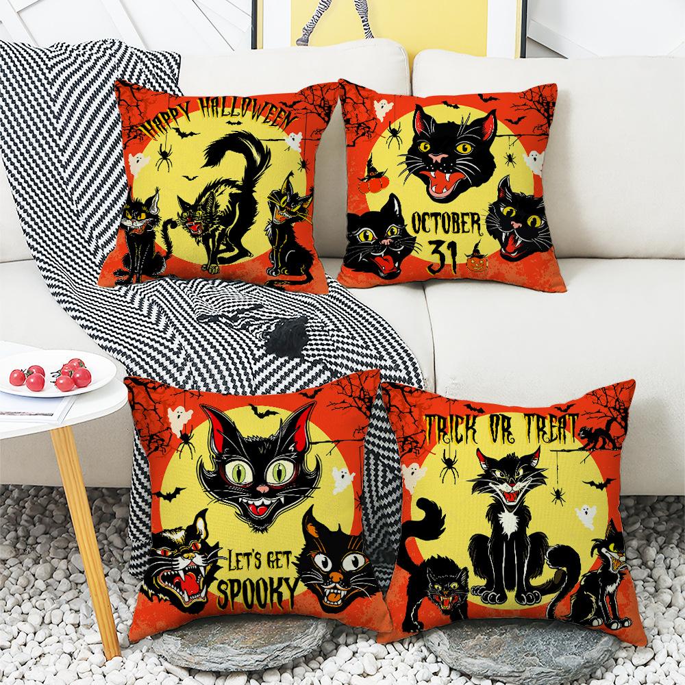New Halloween Throw Pillow Cover Cushion Cover Decoration Living Room Sofa Decoration Linen Printed Cushion
