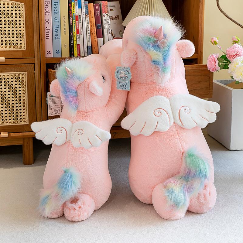 Rainbow Unicorn Pony Girl Doll Children's Plush Toy Doll Sleeping with Pillow Birthday Gift