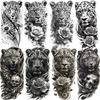 1 Sheet Cool Leopard With Rose Temporary Tattoos For Men Women Adults, Long Lasting Realistic Waterproof Fake Tattoo Sticker