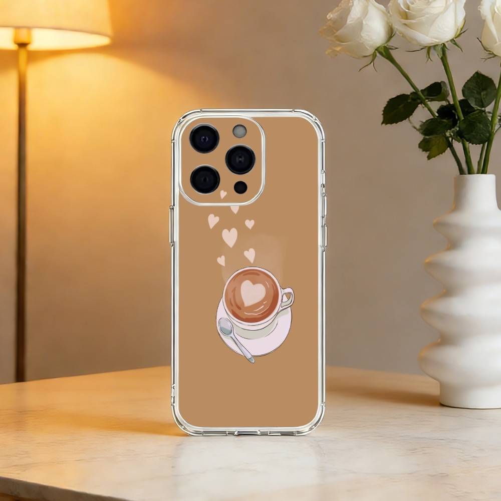 C-Coffee L-Latte Art Phone Case For iPhone 17 16 15 14 13 12 11 Mini Pro Max Plus Transparent Cover