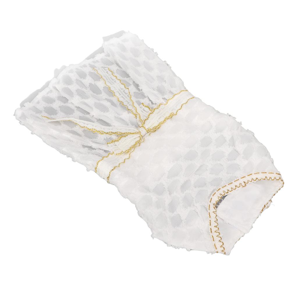 Princess Dog Dress Cute Soft Elastic Lightweight Breathable Puppy Bow Dress for Pet Outfits White
