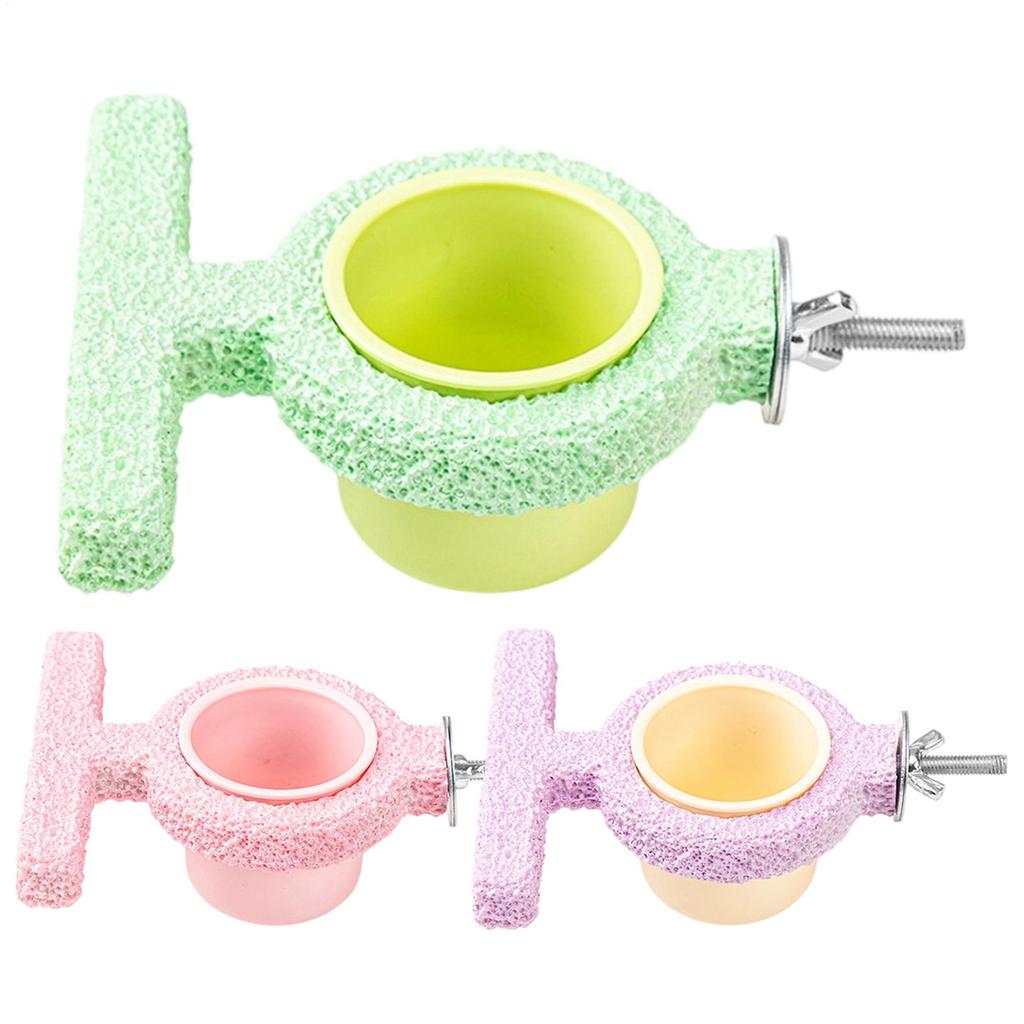 Bird Cage Feeder Bird Bowl Cage Feeder With Perch Cockatoo Food Bowl For Conure Parakeet Cockatoo Canary Cockatiel