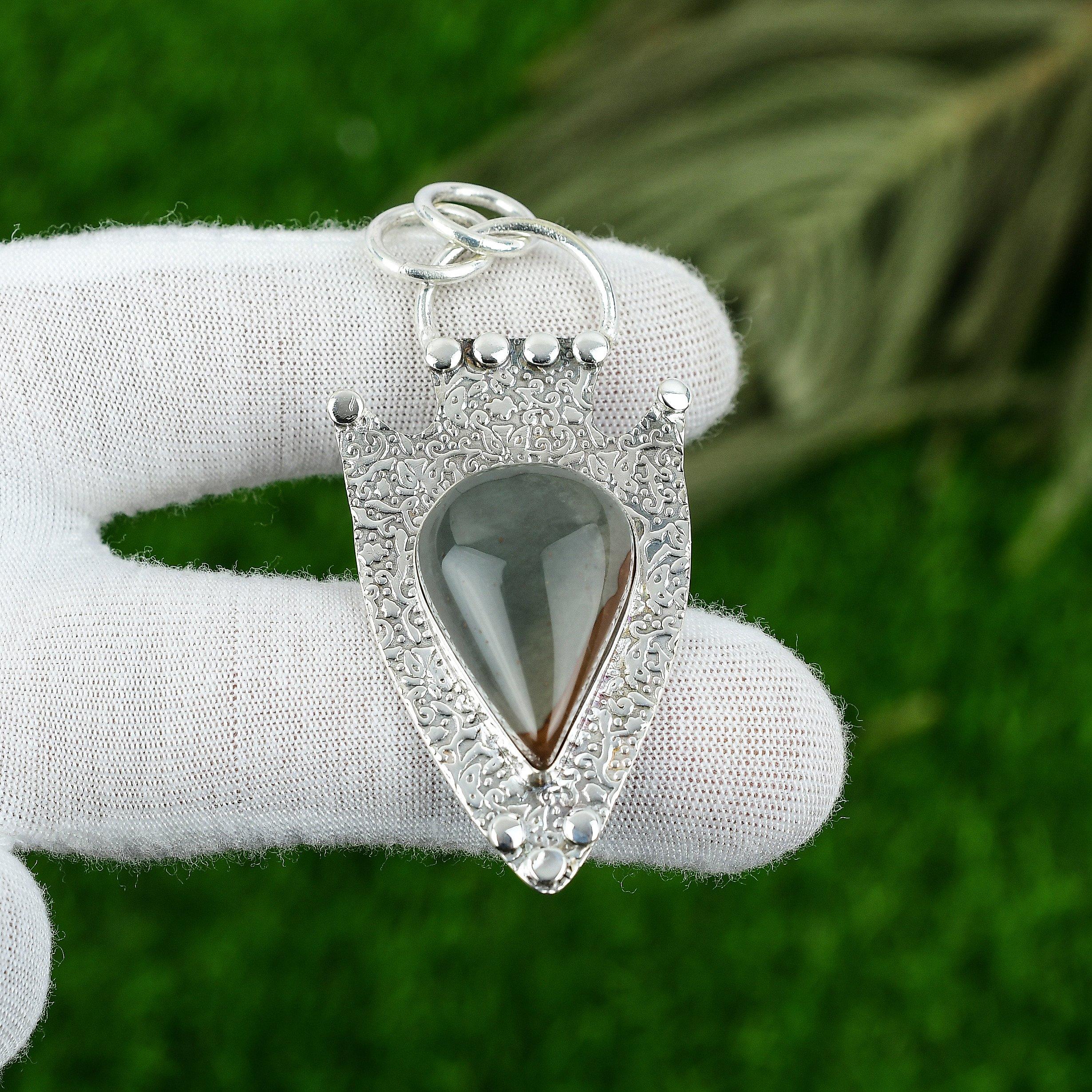 Wedding Gift For Her 925 Silver Natural Polychrome Jasper Gemstone Pendant