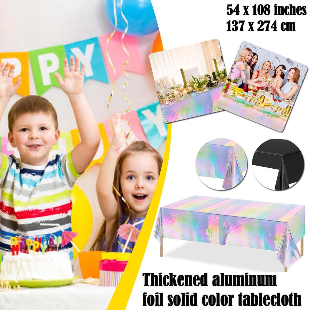 Plastic Iridescent Christmas Party Foil Table Cover Table For Wedding Party Decoration Tableclo I6Y0