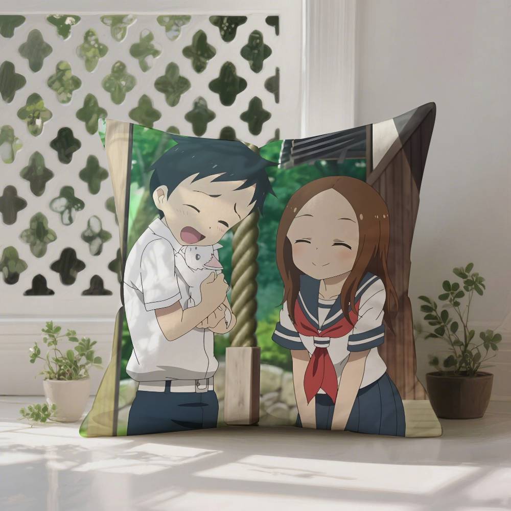 

Anime TTeasing Master Takagisan Pillow Case Antidustmite Pillowcase Invisible Zipper Silky Short Plush Sofa Cushion Cover 30X30cm