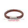 1pc 20cm Simple Design Men's Bracelet Genuine Leather Braided Stainless Steel Magnetic Buckle Bangle For Women Men Jewelry Gifts