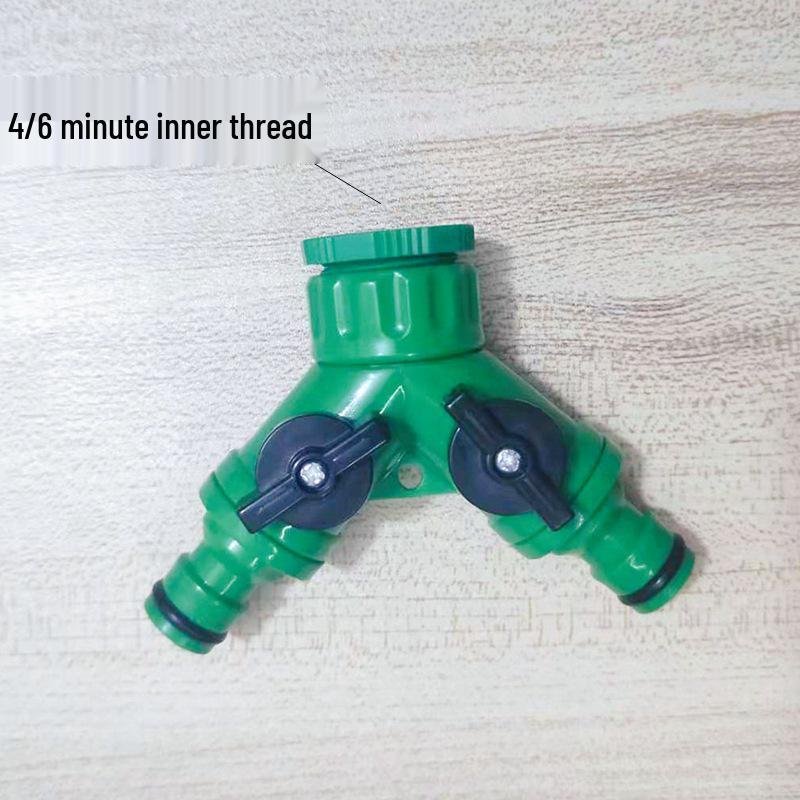 Three-Way 1-Inch Plastic Water Pipe Hose Splitter Connector Adapter with Quick Valve.