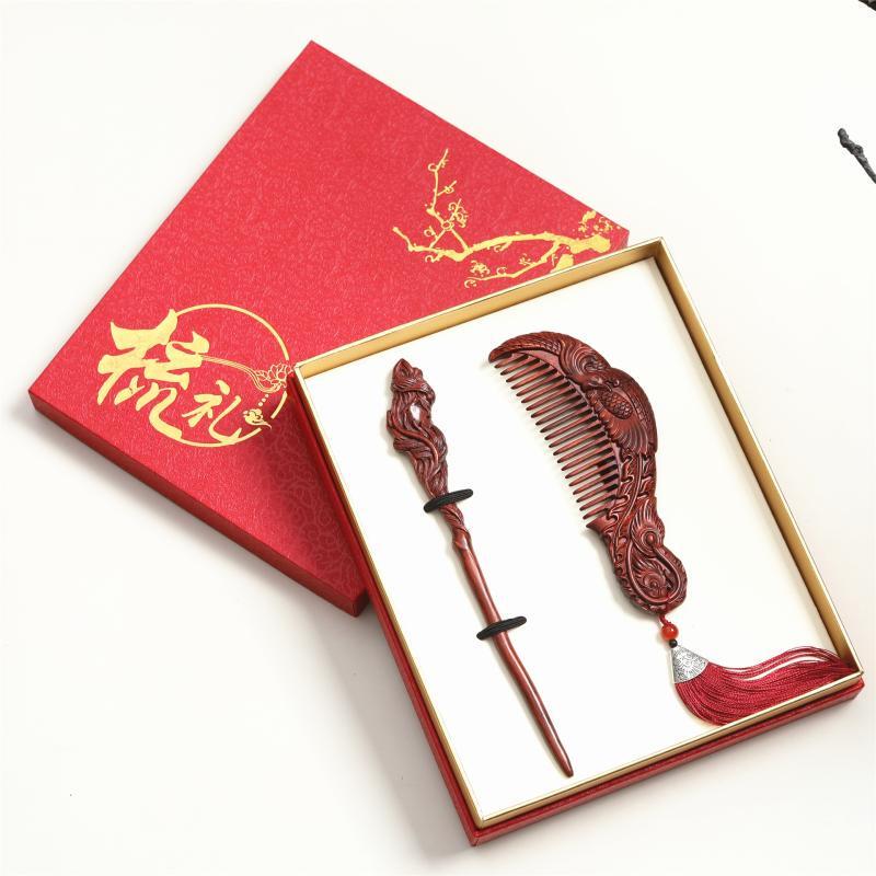 

Red Sandalwood Phoenix Dance Hair Comb & Pin Gift Set