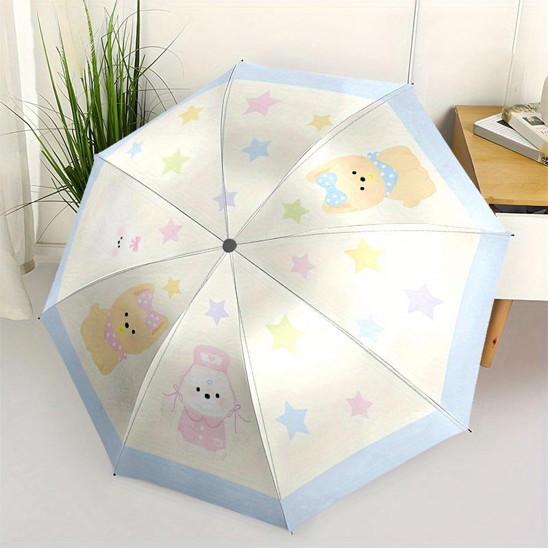 

Bobo Boom, Cute Characters Automatic Folding Umbrella 8 Ribs, Durable Iron Frame, Bright Color Pattern Compact Travel Umbrella, Suitable fo