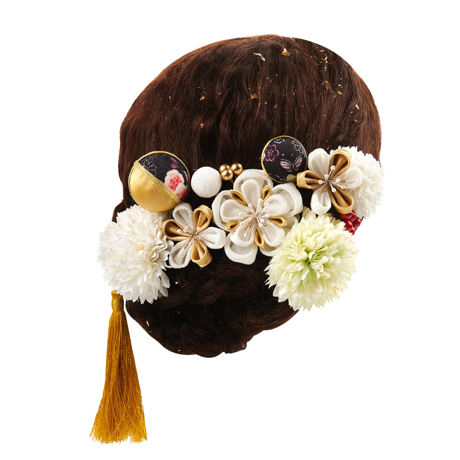 

OTAKUMARKET Набор украшений для волос для фурисодэ и включает украшение для волос и золото, доступен в 3 цветах, 13 предметов, Церемонии совершеннолетия, Кимоно, белый