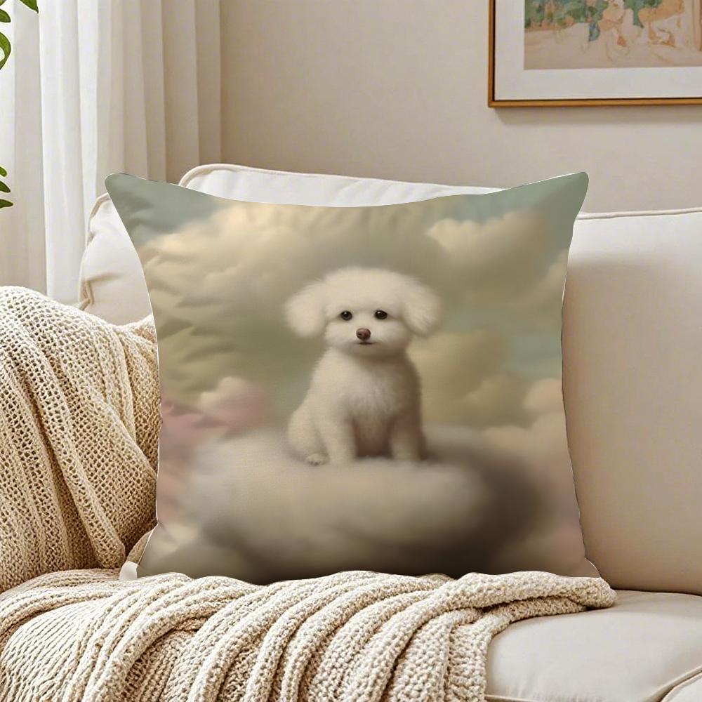 

BBichon Frise Cushion Cover Linen Pillowcase Soft for Sofa Bed Home Room Decor 30x30cm