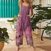 Women's Casual Straight Jumpsuit Sleeveless Retro Printed Jumpsuit