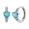 Huitan Sky Blue/Pink/Yellow/Dark Blue Heart CZ Women's Earrings Statement Daily Wear Girls Hoop Earrings Wedding Love Zircon