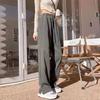 Women's Spring/Autumn Gray High-Waist Drapey Split Wide-Leg Sweatpants - Straight-Leg Casual Joggers