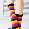 1 Pair Rainbow Toe Socks Colorful 5 Toe Calf Socks Rainbow Striped Leg Warmers Funny Long Toe Socks for Women and Girls