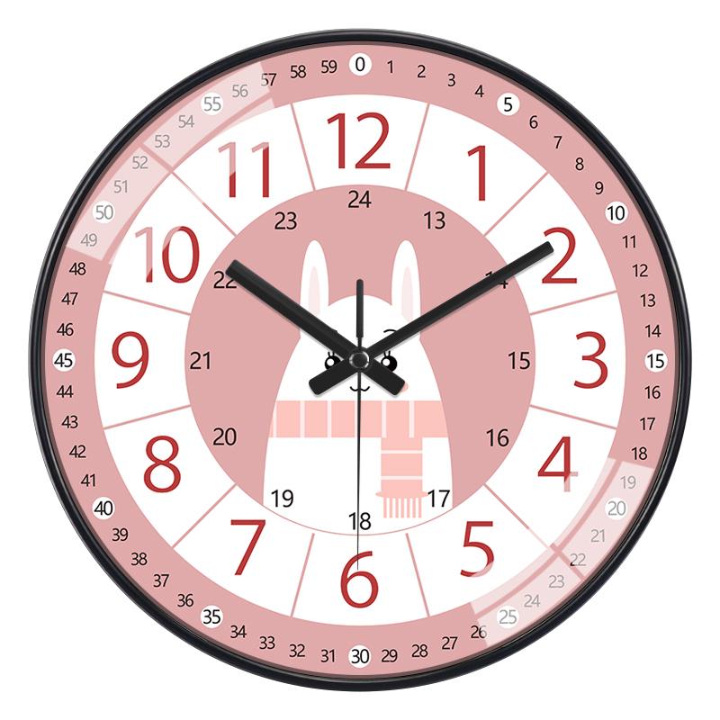 Time Teaching Wall Clock, 14 Inch Early Education Silent Clock with Large Colorful Numbers, Learning Clock for Kids Bedroom