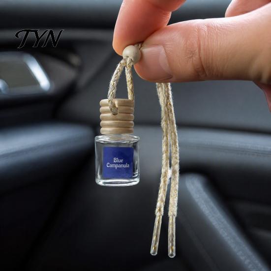 Hanging Essential Oil Bottle for Closet Car Aromatherapy, Glass with Volatile Wooden Stopper Diffuser, Portable Interior Accessories Air Freshener