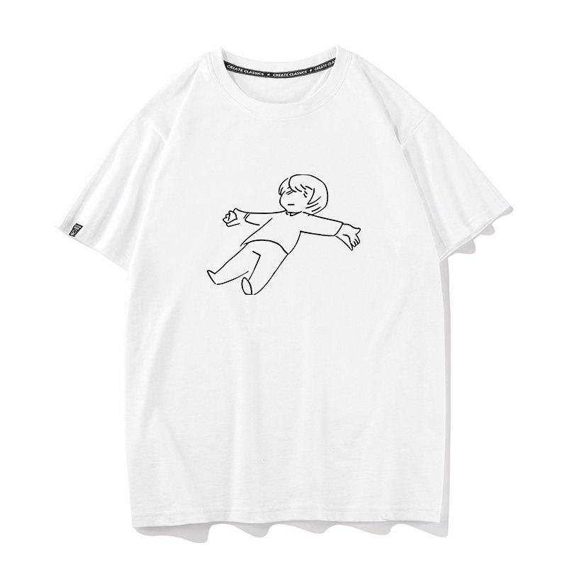 Fun Pure Cotton Cartoon Printed Unisexs And Unisexs Fashionable Loose Short Sleeved Summer New Personalized Casual Tshirt