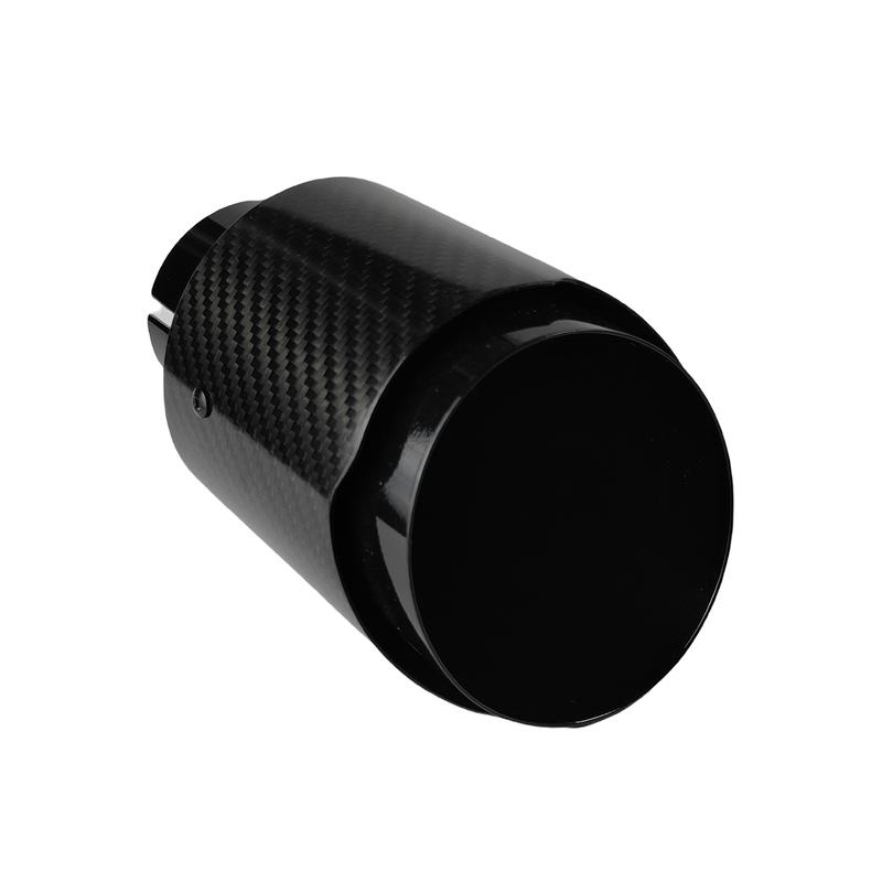 1 Pcs Universal Car Carbon Fibre Tail Throat Stainless Steel Bright Black Twill Glossy Muffler Exhaust Nozzle Tip