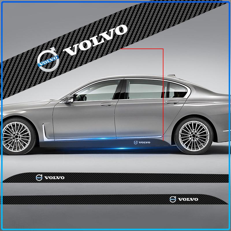 2pcs Carbon Car Door Side Skirt Sill Stripe Sticker Motion Design Decals For Volvo Rdesign XC90 S60 XC60 V70 S80 S40 V50 V40 V60 C30 S70