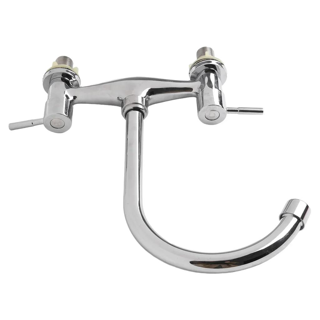 Chrome Hot And Cold Mixing Faucet Hole Deck Kitchen Sink Solid Brass Chrome Construction Applicable Scenario Applicable