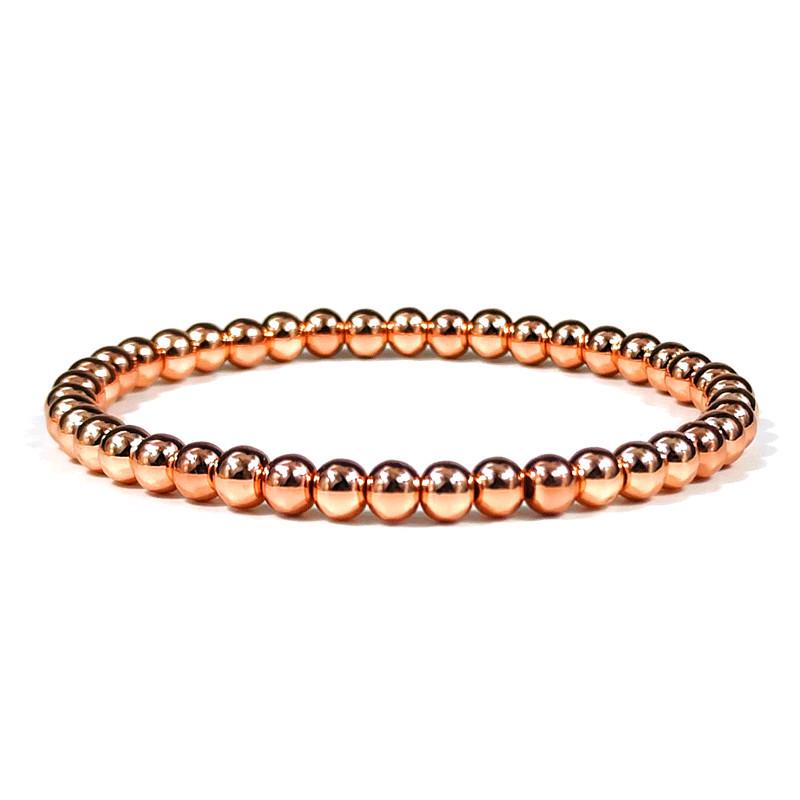 14K Gold Color-Preserving Cross Bracelet with 4-8mm Plated Copper Beads