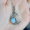 Collana Pendente Antico Pietra di Luna Artificiale Pietre Cabochon Vintage Boho Collana Luna per Dama Ragazze Donne Regalo