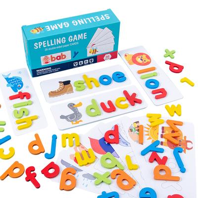 Lemn Ortografie Cuvinte Joc Literă Recunoaștere Card Montessori Puzzle STEM Jucărie Educațională timpurie pentru