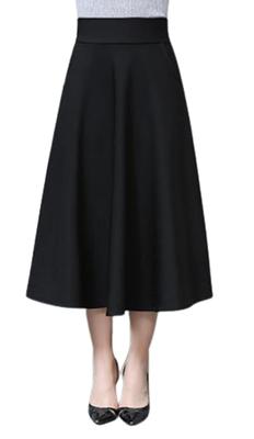 Flared Midi Beautiful Circular Solid Elastic Perfect for and Office Wear Size 01 [toasoa] Knee-Length Skirt, Length, Skirt, Simple, Color, Waist,