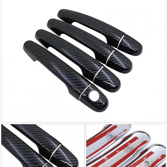Black Carbon Fiber Exterior Door Handle Cover for Pontiac Vibe 2003~2010 2004 2007 2009 Car Accessories Stickers Trim Set Chrome