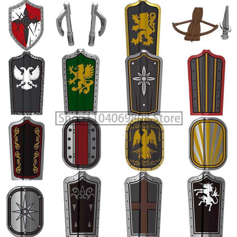MOC Medieval Military Figures Building Blocks Castle Militia Soldier Dragon Gothic Knight Helmets Swords Shield Bricks Toys N06