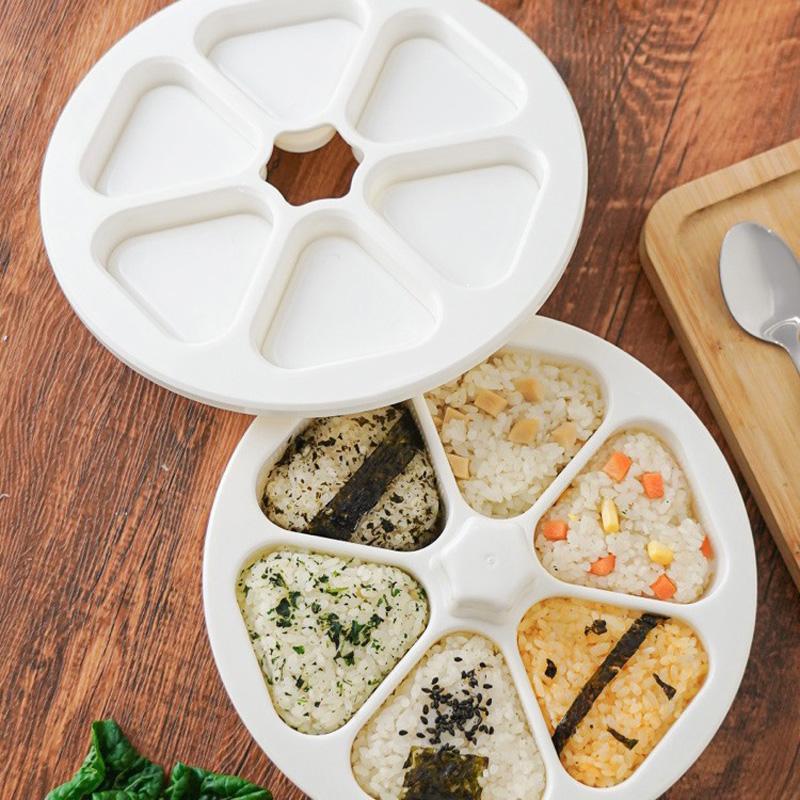 6 In 1  Maker Box Onigiri Mold Triangle Sushi Mold Rice Ball Mold Press Making Storing Sushi Lunch