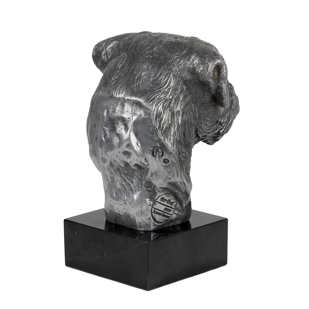 Border Terrier - Figur auf Marmor, mit silbernem Metall überzogen, handgefertigt, Marke Art-Dog
