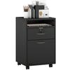 Wooden Office Cabinet with Open Shelf. Lockable Drawer and 40x35x60cm. Black