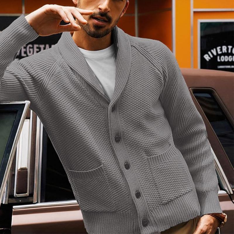 Men S Knitted Cardigan Long Sleeve Lapel Pocket Casual Winter Sweater