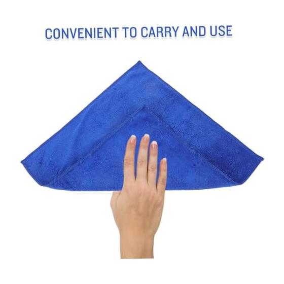 VORCOOL Microfiber Car Wash Towel Set of 10, 30 x 30 cm, Blue, Thick, Absorbent, Compact Design, Car Cleaning Cloth, Car Wash Cloth, Car Cleaning