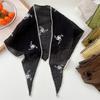 Elegant Embroidered Triangular Scarf Headwear Lightweight Silk Like Polyester Fabric Headscarf for Travel Daily Commute
