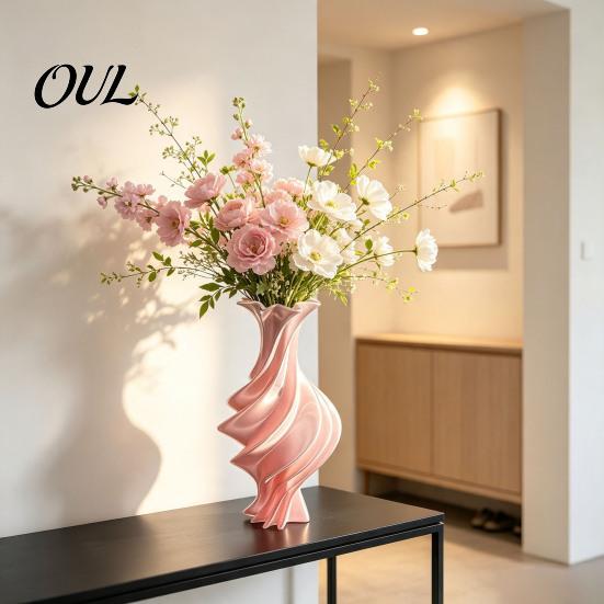 Living Room Table Ornament Modern Twisted Flower Vase, 3D Printed Decorative Sophisticated Office Desk Decor Artistic Centerpiece Vase for Flowers,