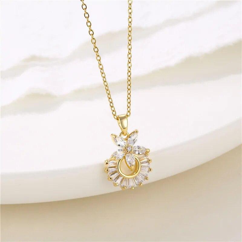 Sonnenblumen Anhänger Halskette Für Frauen AAA Zirkon Kristall Kleine Blume Kette Schlüsselbein Halskette Party Geburtstag Choker Schmuck Geschenke