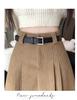 2026 Autumn/Winter Korean Academy Corduroy High-Waist A-line Pleated Skirt