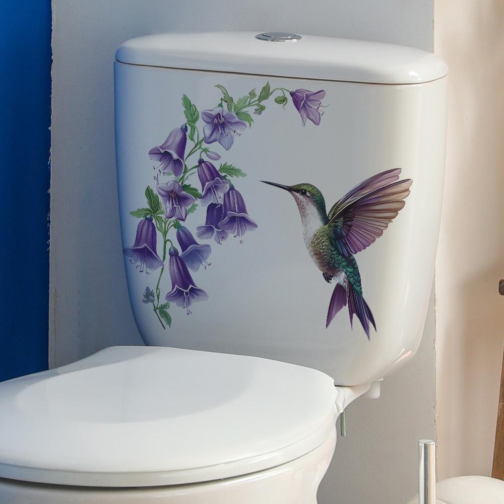 Purple Morning Glories Little Birds, Bedroom Living Room Entrance Hall Home Background Beautification Wall Stickers