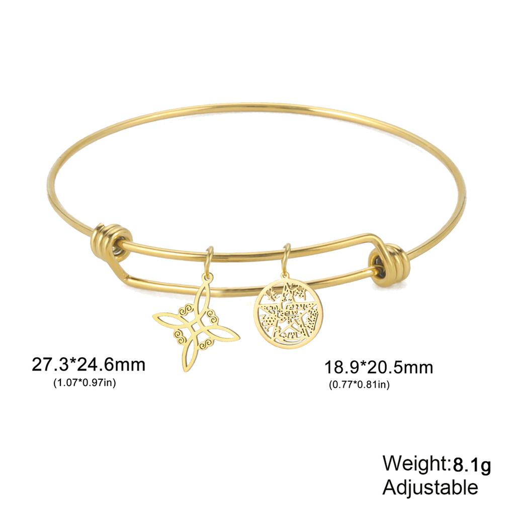 Witch Knot Bangles Adjustable Stainless Steel Pentacle Tetragrammaton God Name Bracelet Double Protection Amulet Jewelry