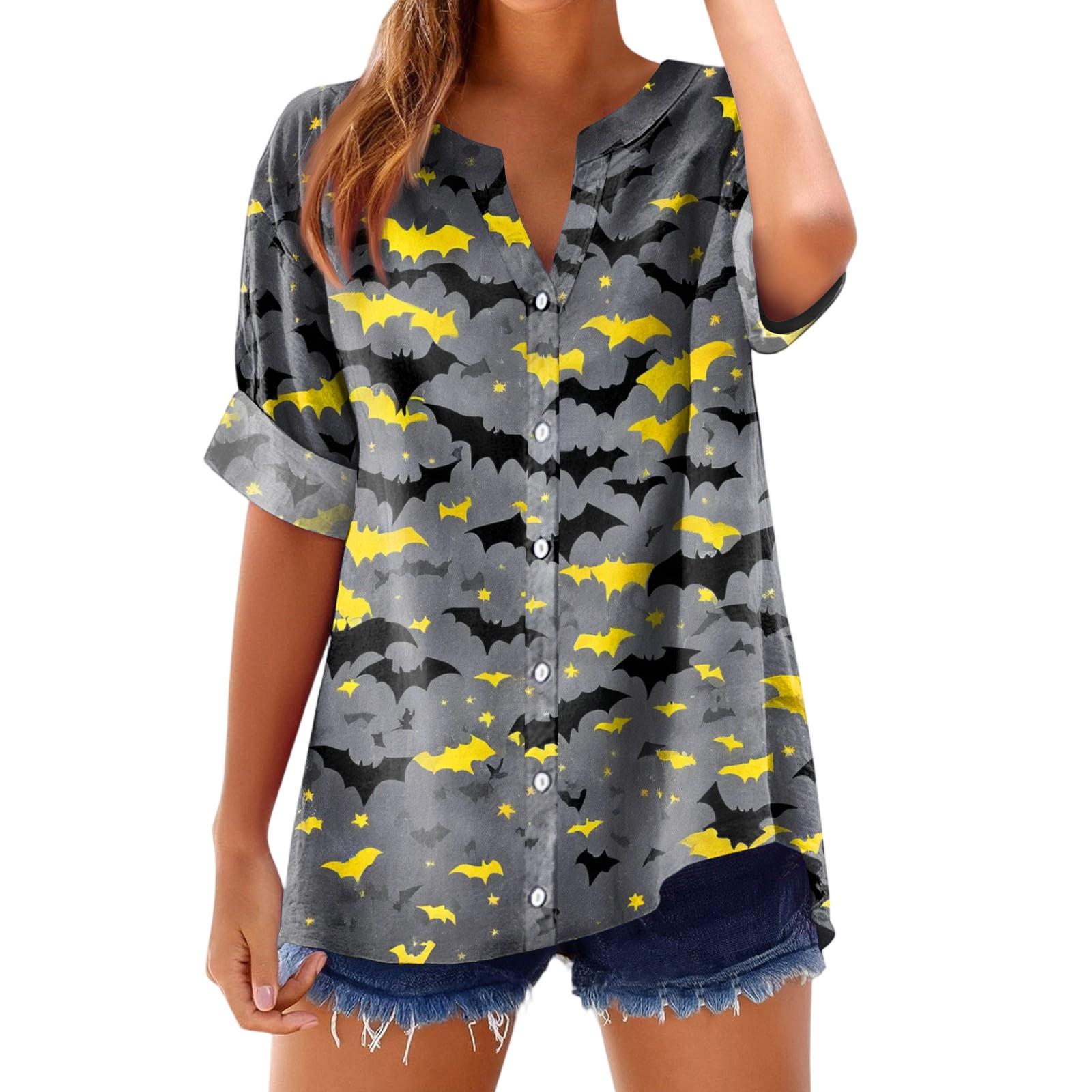 

Женская модная, повседневная, удобная, свободного кроя футболка с принтом на Хэллоуин XL