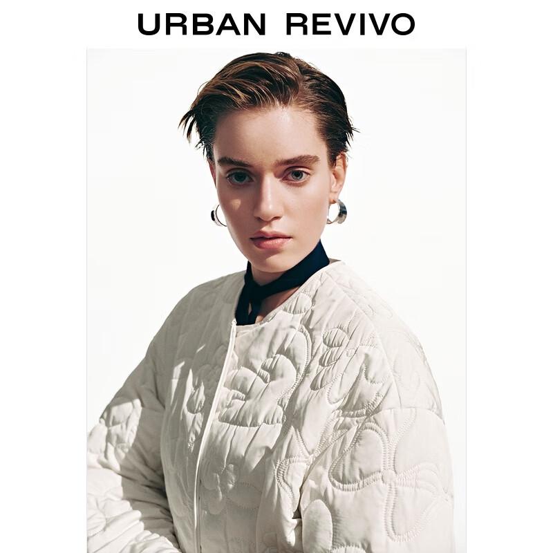 UR 2025 Autumn Women's Quilted Floral Zipper Cotton Jacket