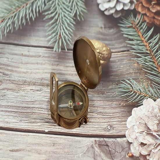 Compass Sundial Brass Compass Brass Pocket Compass Outdoor Travelling (Compass-7)
