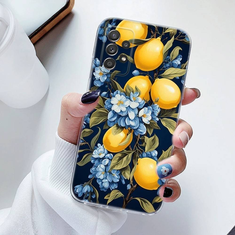 Fruit Lemon Phone Case Silicone For Samsung S30,23,21,22,20 FE lite,S10,9,PIus Note20ultra Soft Transparent