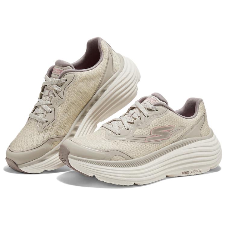 Skechers Max Cushioning Comfortable Versatile Low-Top Casual Shoes Women Sneakers Beige 129472-NAT
