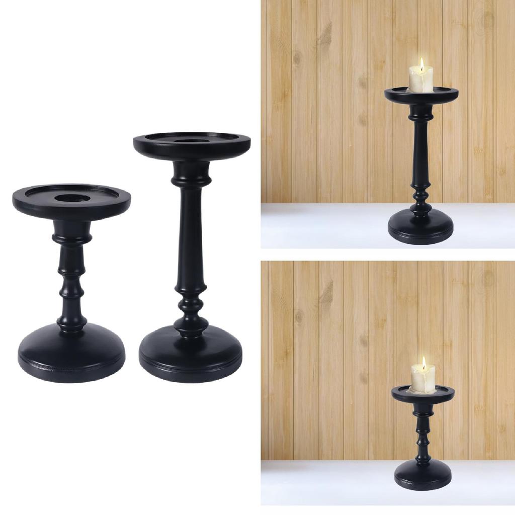 Pillar Candle Holder Gift Stable Desktop Ornament Classical Resin Candlestick Holder Table Centerpiece for Living Room Mantle