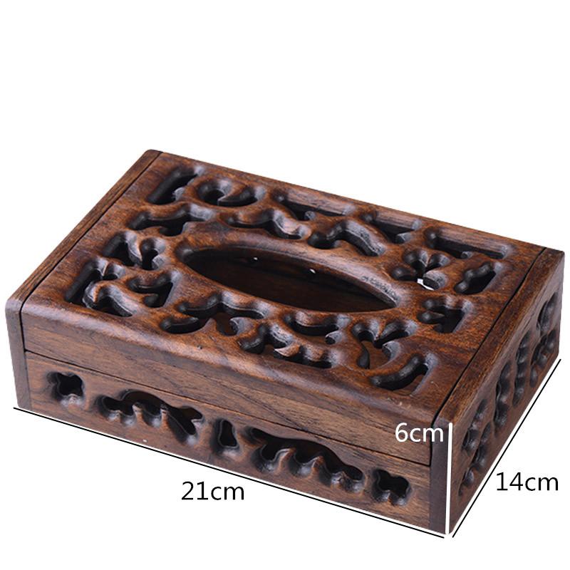 

Retro Square Hollow Wooden Coffee Table Tray Living Room Bedrooom Household Solid Wood Paper Box Home Storage Tissue Boxes