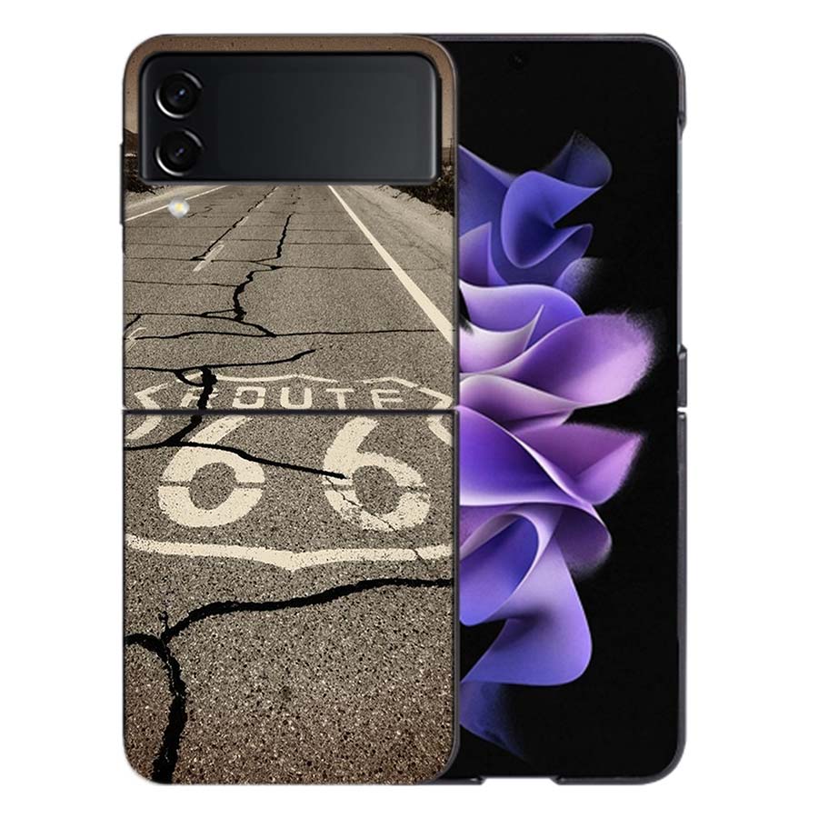 

America Route 66 Coque For Samsung Z Flip7 6 Galaxy Case Shockproof Z Flip5 Z Flip3 4 5G Hard Cover Phone TPU PC Hard Funda Galaxy Z Flip 5 5G